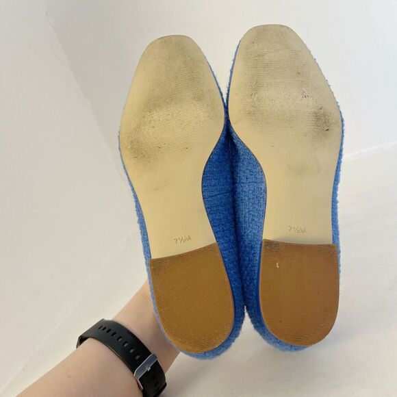 Like New Talbots Jane Bow Loafers Amherst Tweed in Capri Blue Flats Size 7.5 - Picture 4 of 8